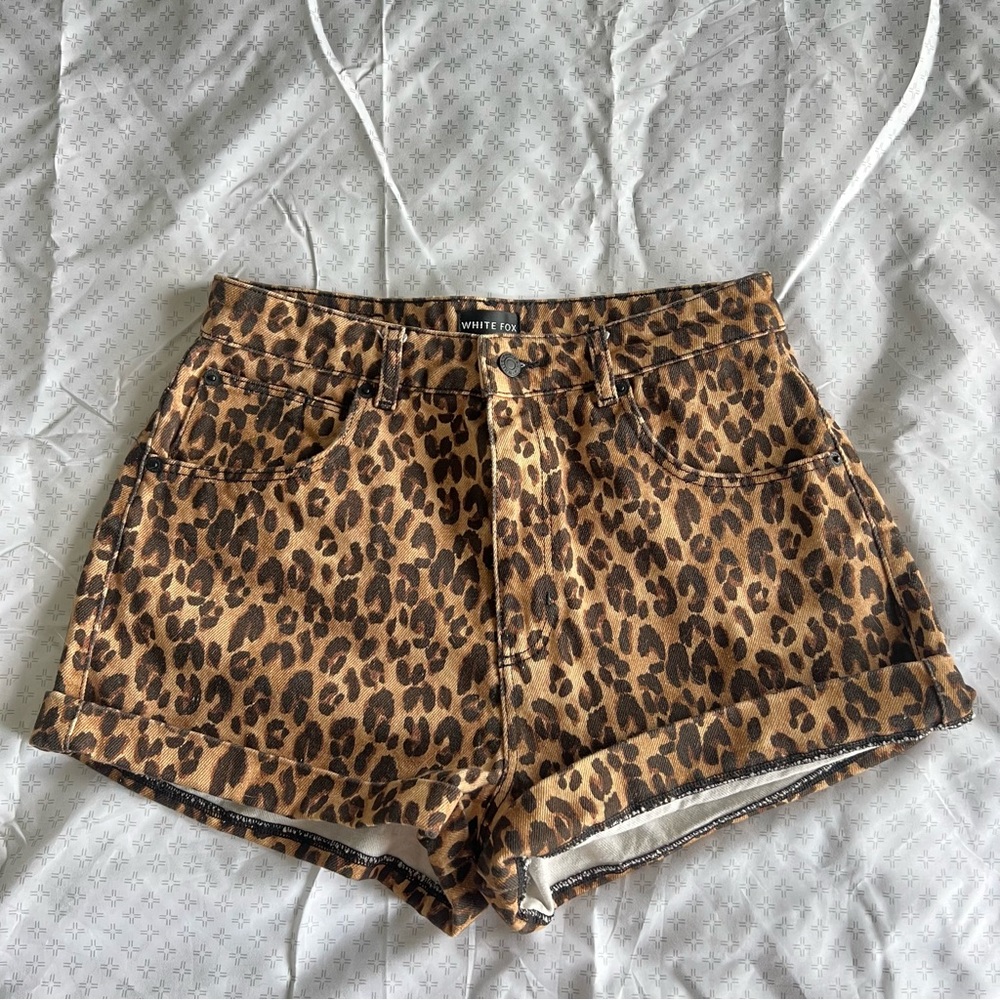 White fox Denim Leopard Shorts **MOVING SALE EVERYTHING MUST GO**